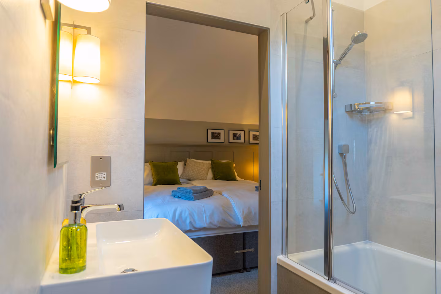 Ensuite walk-in shower at The Barn