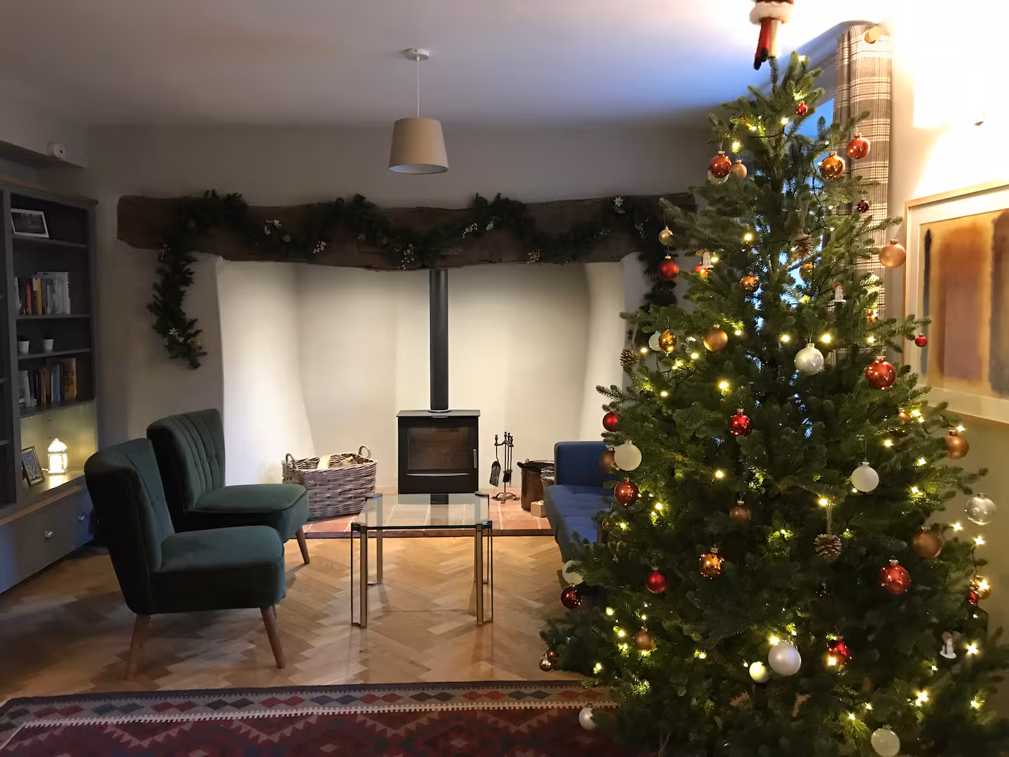 The Farmhouse decorated for Christmas