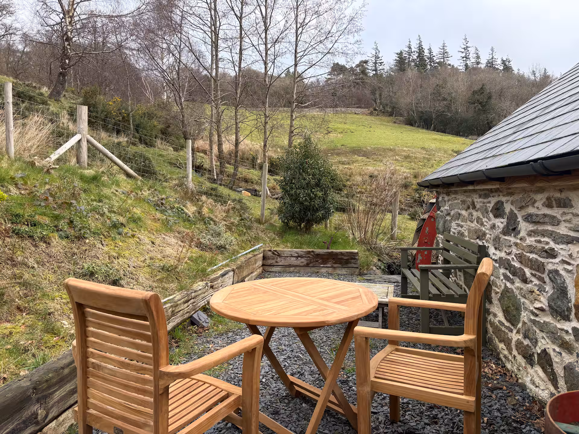 The Wheelhouse terrace — outdoor seating in the estate grounds